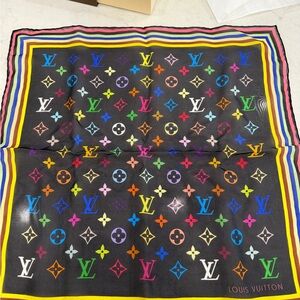 Louis Vuitton Black Multicolor Monogram Scarf